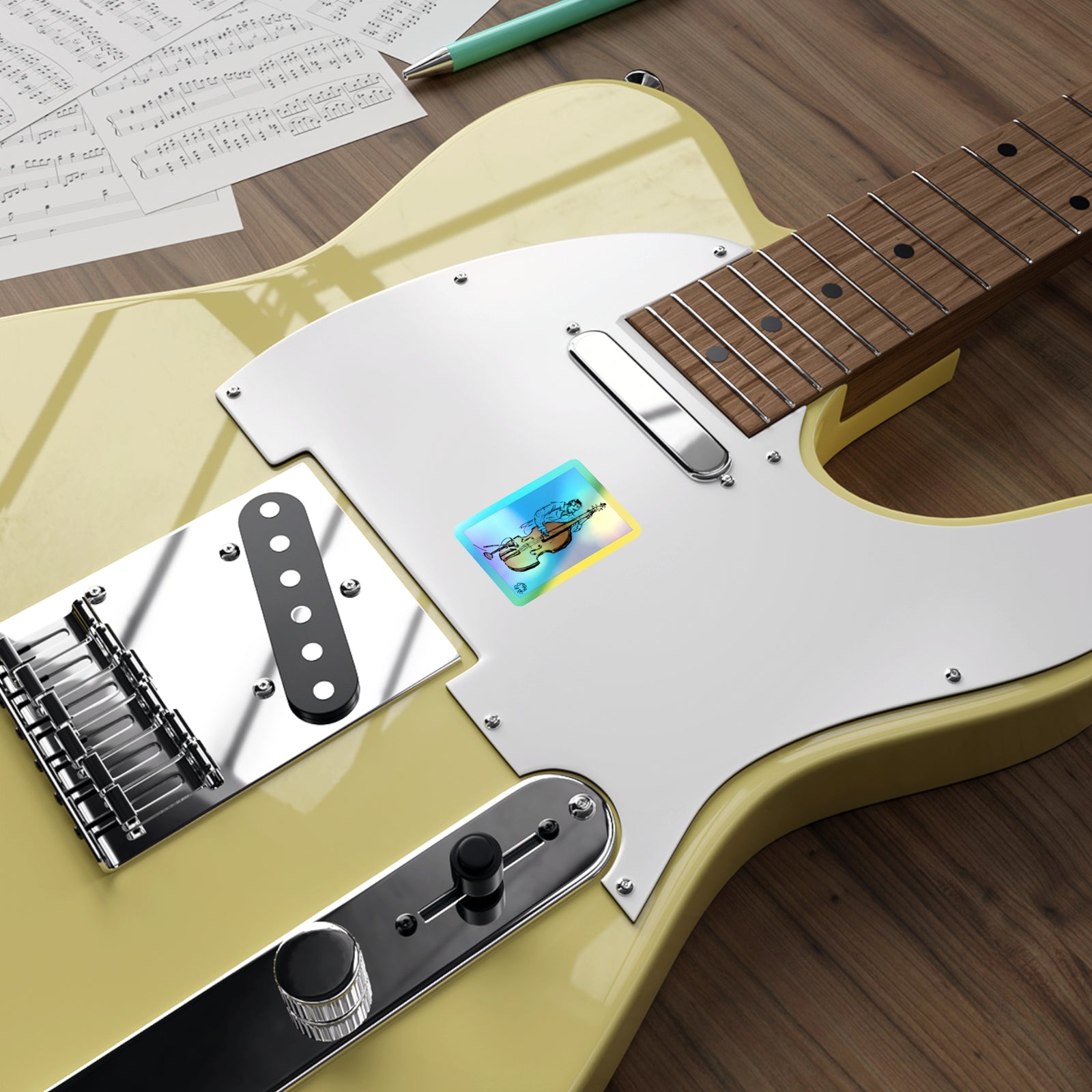 Double Bass in Blue - Holographic Die-cut Stickers Paper products Creator Collective