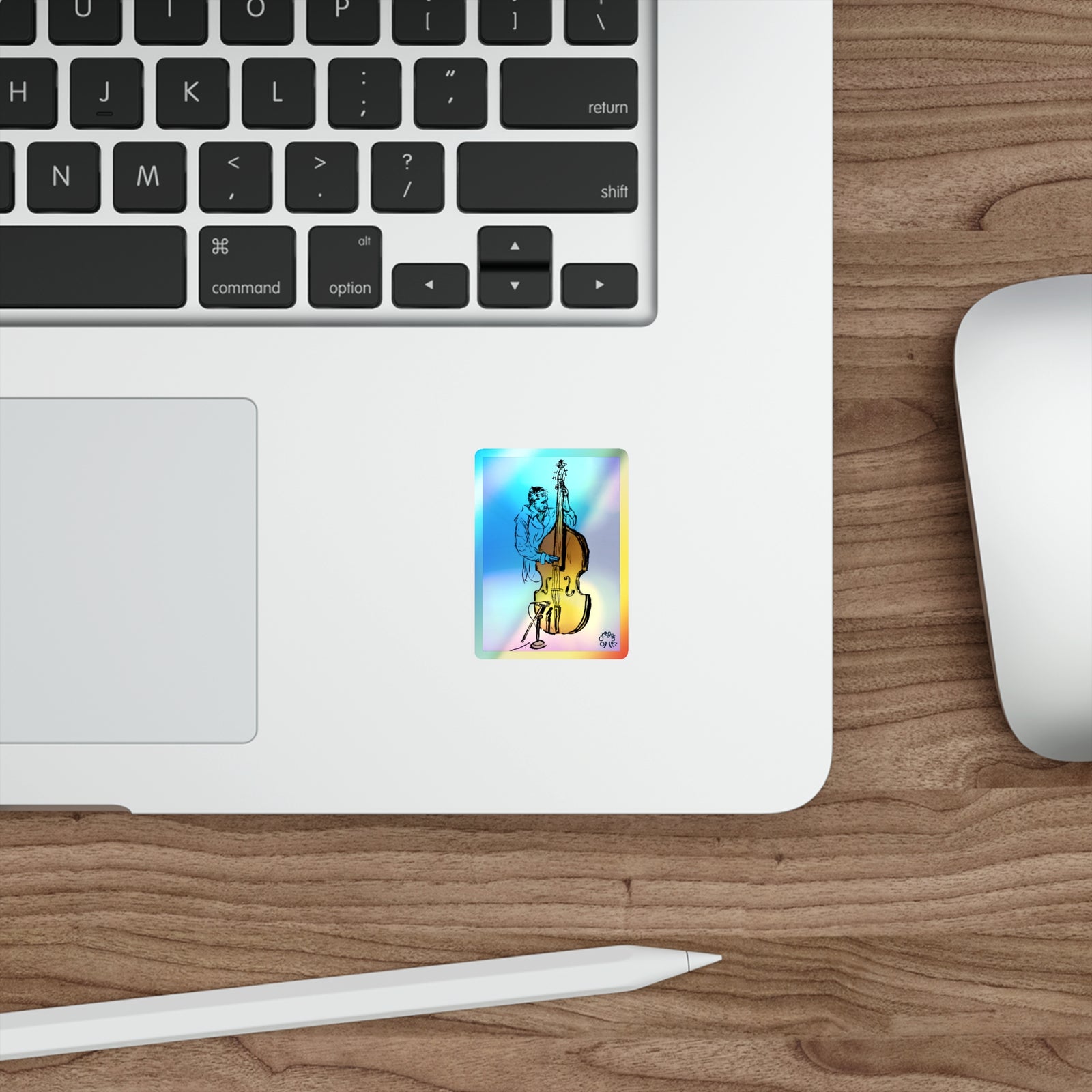 Double Bass in Blue - Holographic Die-cut Stickers Paper products Creator Collective