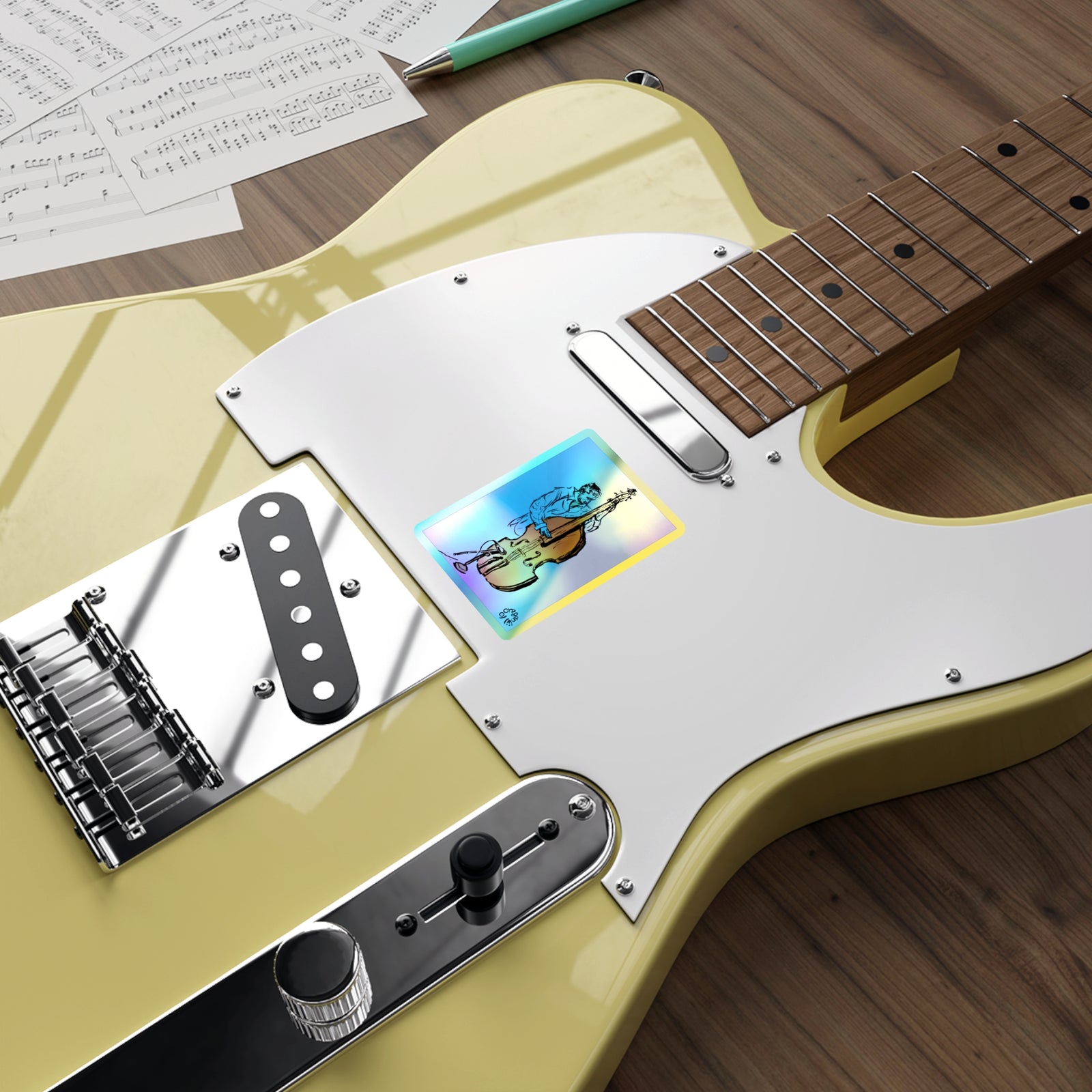 Double Bass in Blue - Holographic Die-cut Stickers Paper products Creator Collective