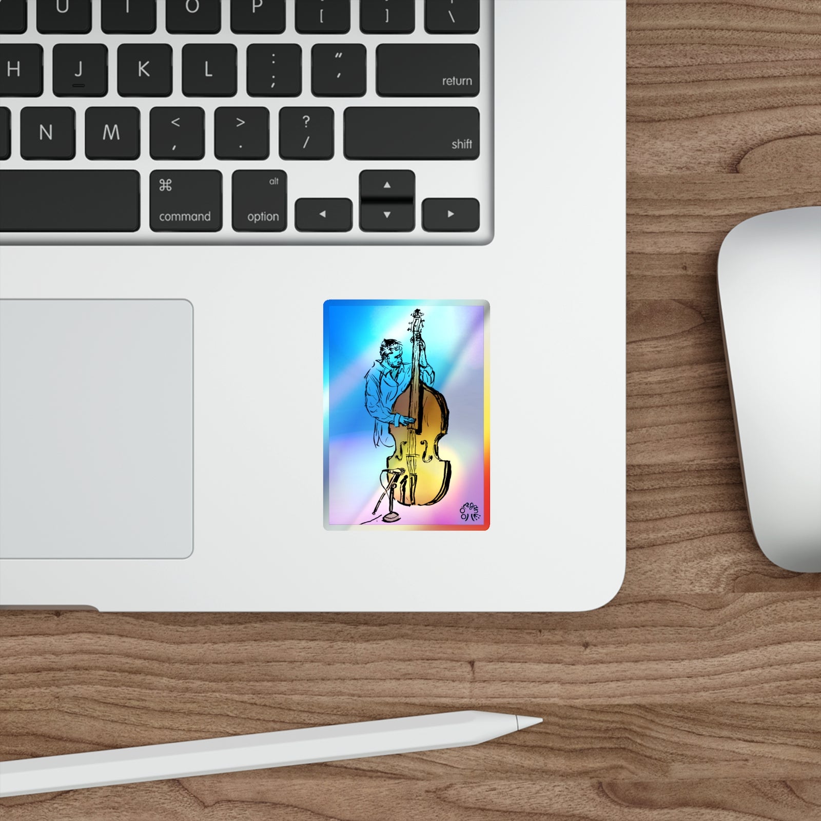 Double Bass in Blue - Holographic Die-cut Stickers Paper products Creator Collective