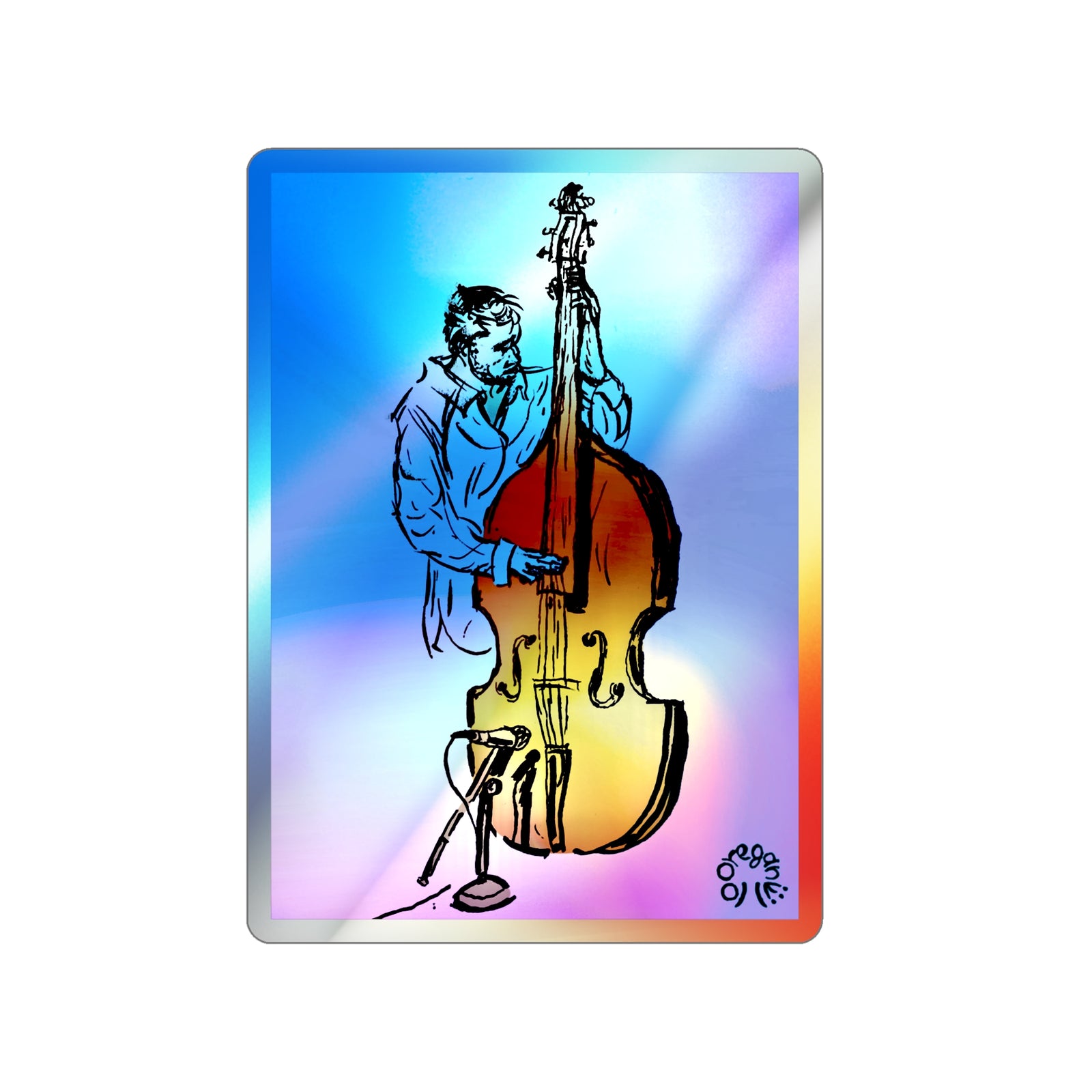 Double Bass in Blue - Holographic Die-cut Stickers Paper products Creator Collective 3" × 3" Die-Cut Holographic
